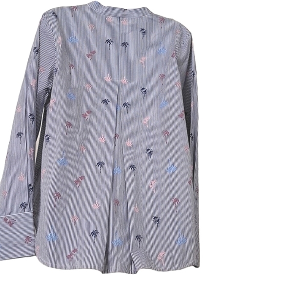 Bonobos Blue Palm Party Stripe Pegasus Pullover Shirt Blouse Size Medium - Picture 2 of 9